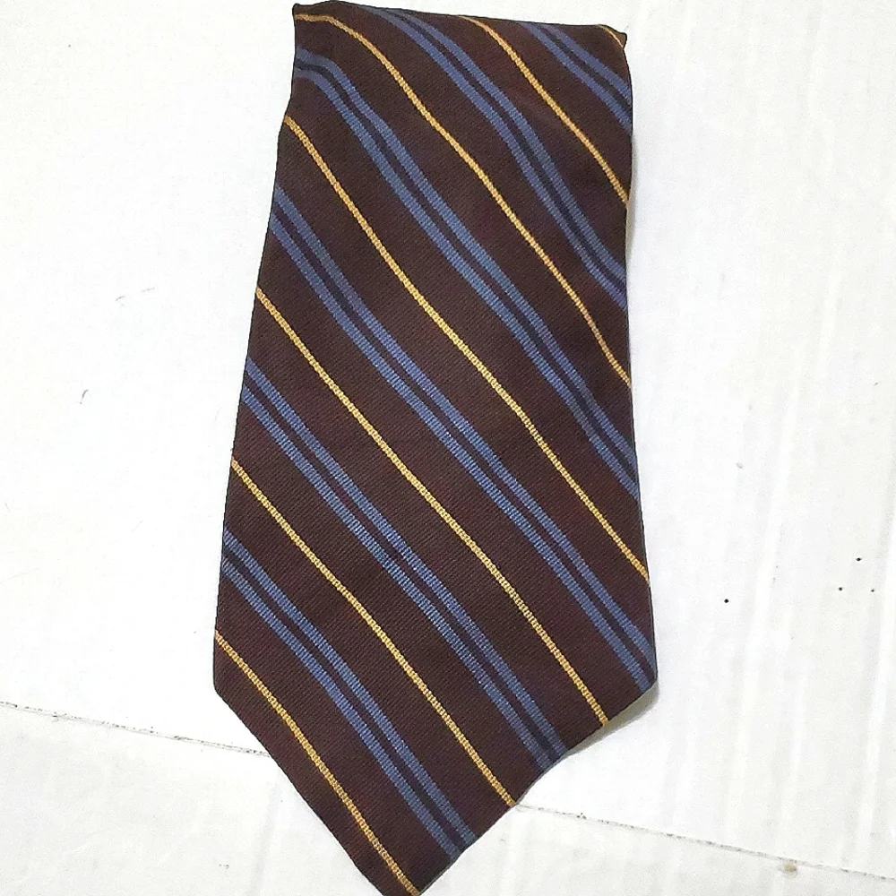 Nordstrom Brown & Blue Classic Stripes Office Career Tie Retro Style